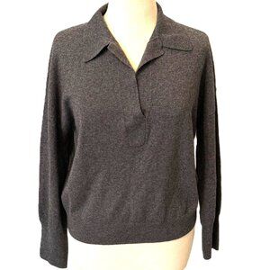 The Reset R Label Gray Sweater Womens Medium V Neck Ribbed Wool Cashmere